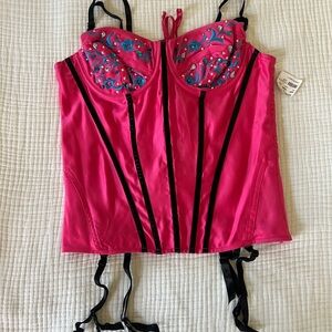 Frederick's of Hollywood Pink Corset with Black Accents